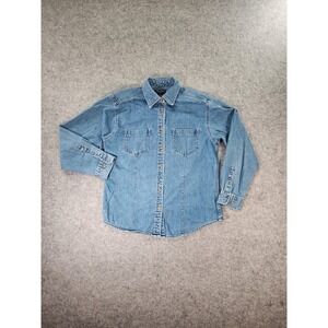 Vintage Eddie Bauer Denim Shirt Womens Medium Long Sleeve Button Up Casual 90s
